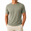 T-shirt uomo L in tessuto sintetico verde salvia - girocollo a maniche corte