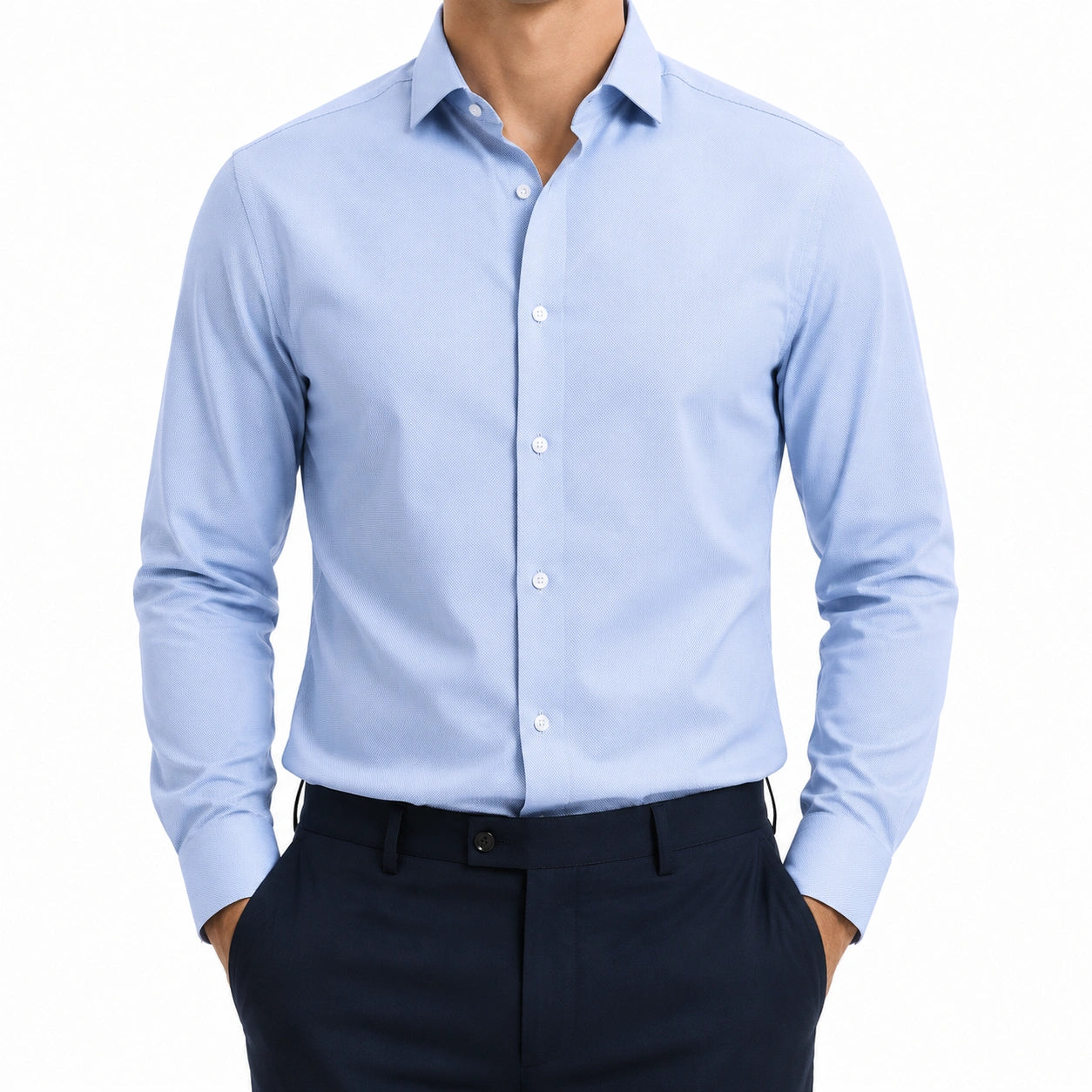 Camicia da uomo taglia L in tessuto azzurro a maniche lunghe - stile formale