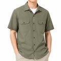 Camicia uomo L in tessuto verde oliva a maniche corte con tasche