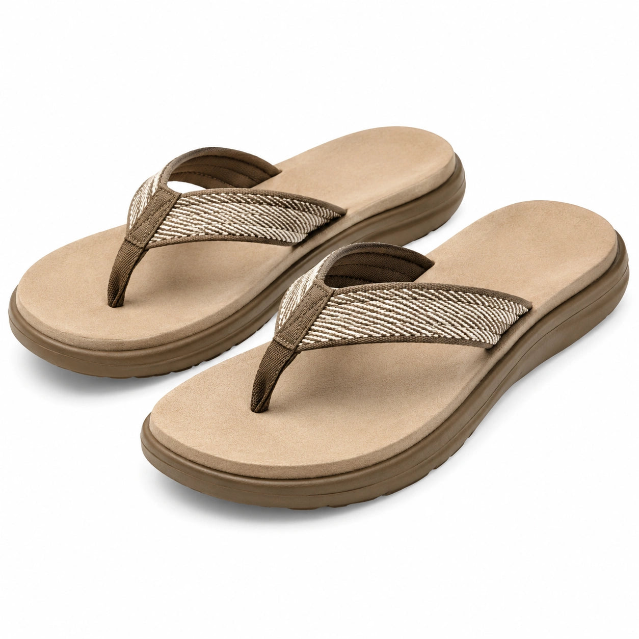 Infradito 40/41 beige e marrone con tomaia tessile e suola ammortizzata