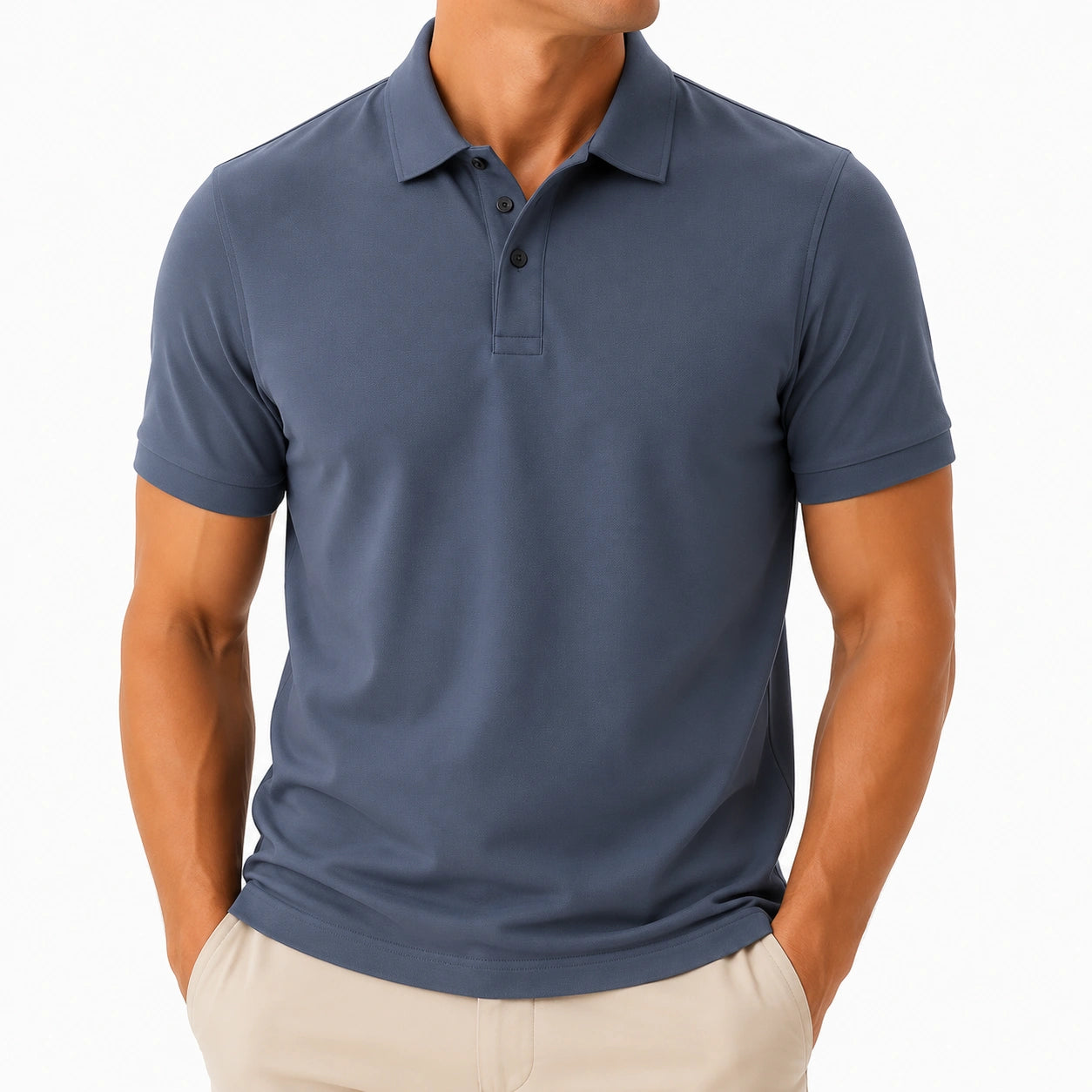Polo uomo taglia M in tessuto tecnico blu ardesia a maniche corte
