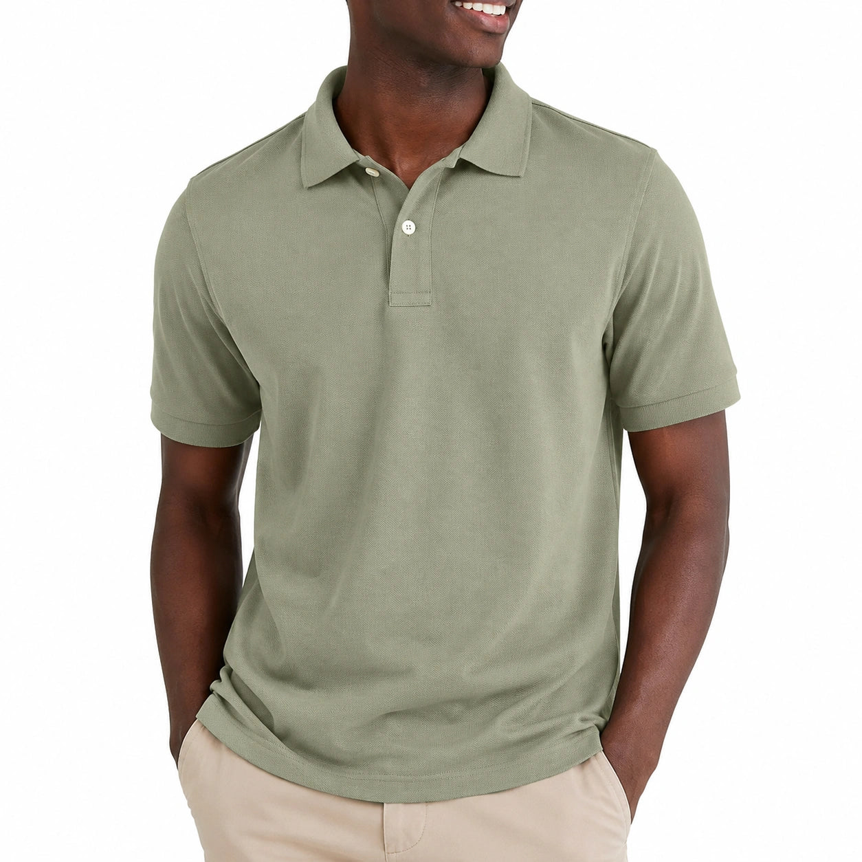 Polo uomo taglia M in tessuto piqué verde salvia a maniche corte stile casual