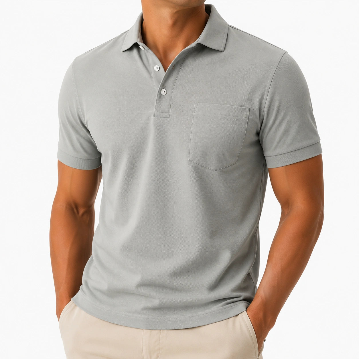 Polo uomo taglia M grigio con taschino stile casual